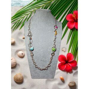 Nautical Charm Silver-Tone Long Necklace or Jewlery Belt Anchor Fish Starfish 26